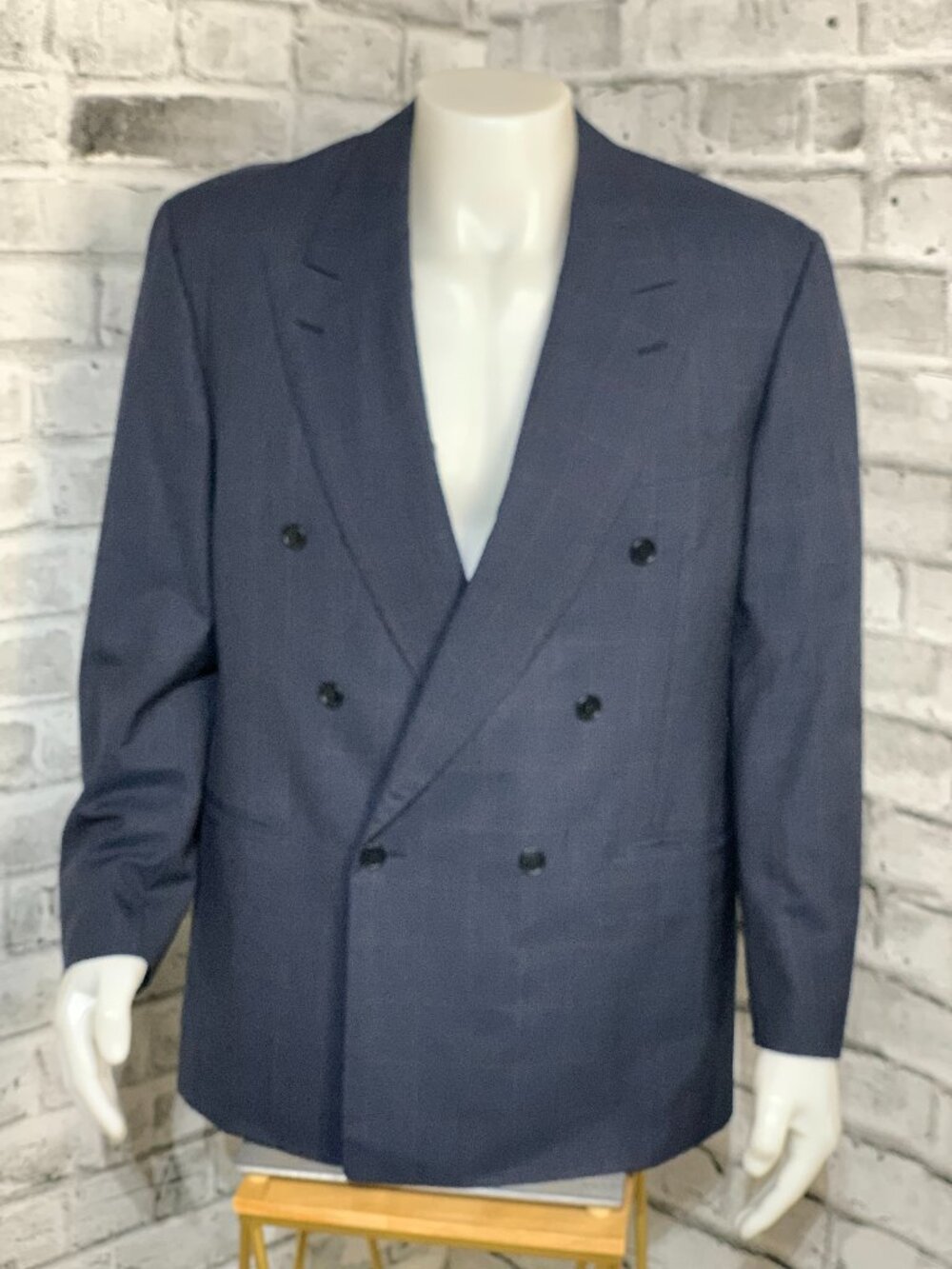 Vintage Salvatore Ferragamo Blazer Sport Coat Men EU54 US44 Navy Double Breasted